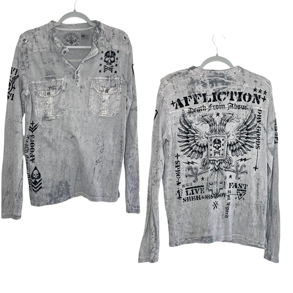 Affliction Other - Affliction Distressed Long Sleeve Shirt